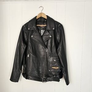 NWT Harley-Davidson 120th Anniversary Black Vintage Leather Moto Jacket